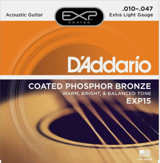 Струны для акустической гитары EXP15 Coated Phosphor Bronze, 10-47