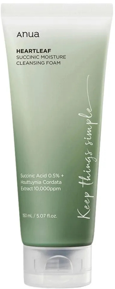 Гель-пенка для умывания с янтарной кислотой «Heartleaf Succinic Moisture Cleansing Foam» | Anua