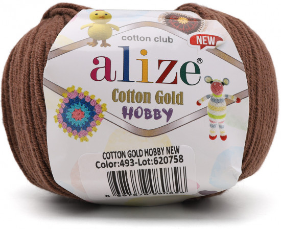 Пряжа для вязания «Cotton Gold Hobby», 493 Коричневый