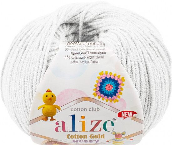 Пряжа для вязания «Cotton Gold Hobby», 55 Белый