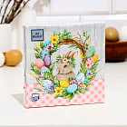 Салфетки бумажные «Пасхальный венок с кроликом»