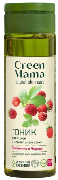 Тоник для сухой и нормальной кожи «Земляника и череда» | Green Mama