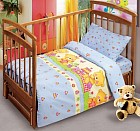 Комплект постельного белья для детской кроватки "Мишутки" (арт. 8162, бязь, 1 наволочка 40х60, цвет голубой)