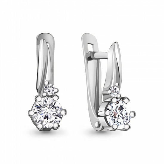 Серьги из серебра с фианитами
