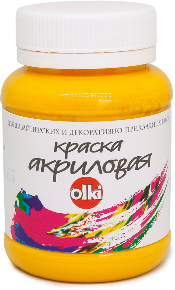 Краска акриловая для дизайнерских работ, желтый | Olki