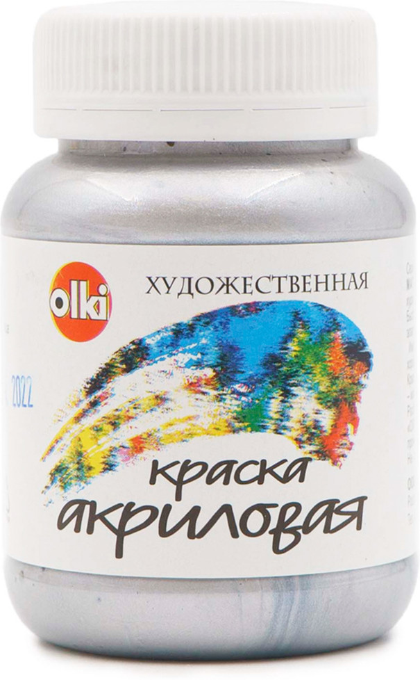 Краска акриловая художественная «Металл», 3329 серебряная | Olki