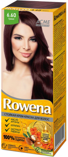Крем-краска для волос стойкая «Rowena», оттенок 6.60 Гранат