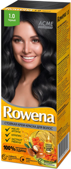 Крем-краска для волос стойкая «Rowena», оттенок 1.0 Черный