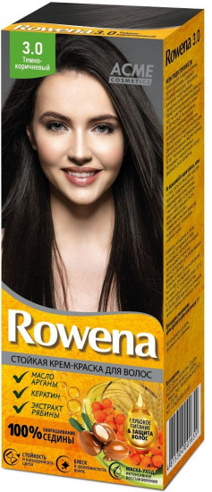 Крем-краска для волос стойкая «Rowena», оттенок 3.0 Темно-коричневый