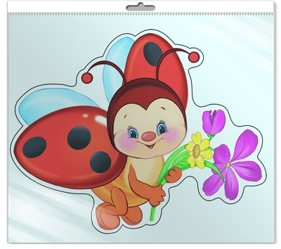Плакат Вырубной А4. Божья коровка (блестки, в индивидуальной упаковке)