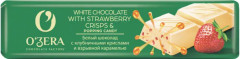 Батончик шоколадный «White with strawberry crisps and popping candy»