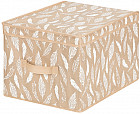 Короб складной для хранения «Перья белые на бежевом»