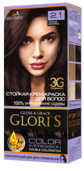 Крем-краска для волос «Glori's» 2.1 Черный шоколад
