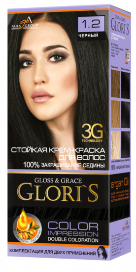 Крем-краска для волос «Glori's» 1.2 Черный