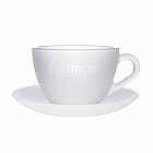 Набор чашек с блюдцами, 235 мл (4 шт) белое стекло