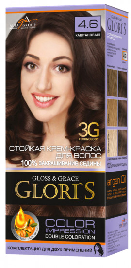 Крем-краска для волос «Glori's» 4.6 Каштановый
