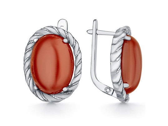 Серьги из серебра с сердоликом