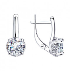 Серьги из серебра с фианитами
