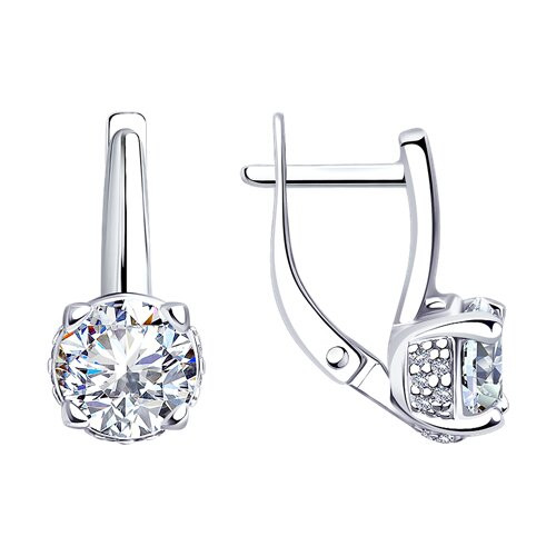 Серьги из серебра с фианитами