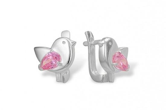 Серьги из серебра с фианитом