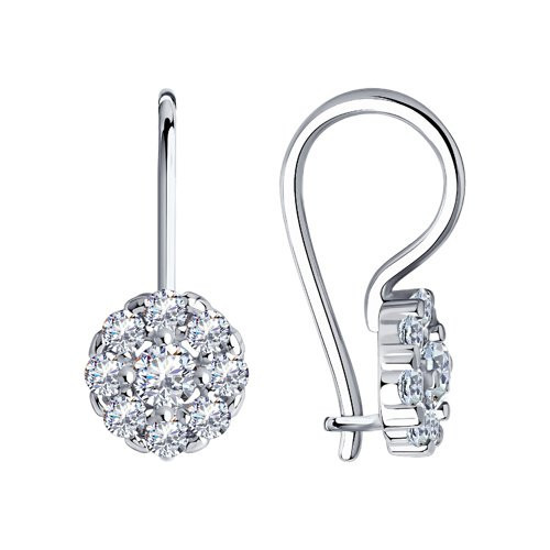 Серьги из серебра с фианитами