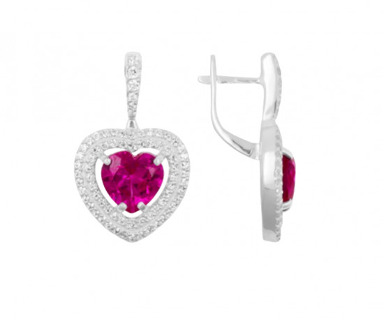 Серьги из серебра с фианитами