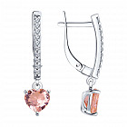 Серьги из серебра с ситаллами и фианитами