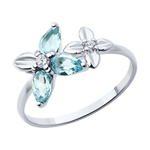 Кольцо из серебра с топазами и фианитами