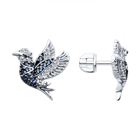 Серьги из серебра с фианитами