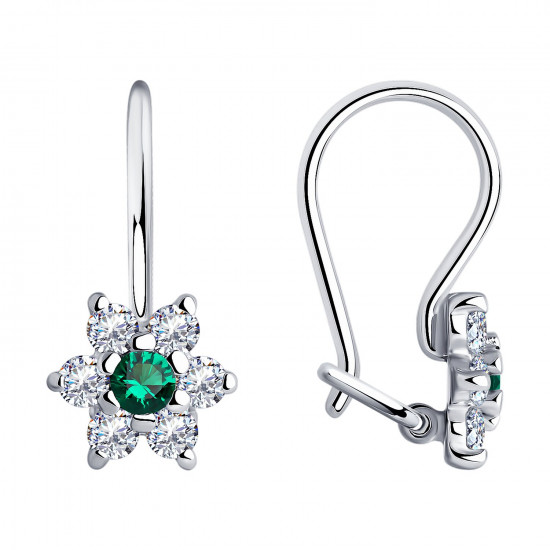Серьги из серебра с фианитами