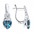 Серьги из серебра с лондон топазами и фианитами