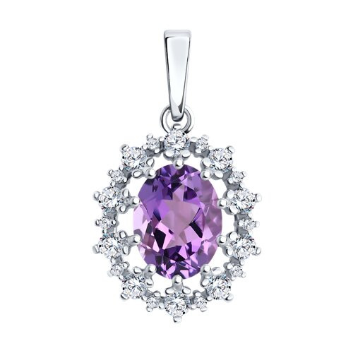 Подвеска из серебра с аметистом и фианитами