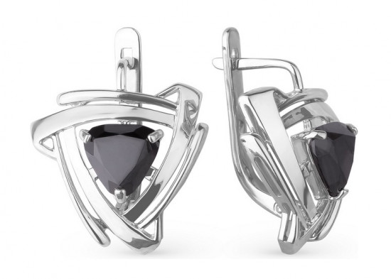 Серьги из серебра с фианитами