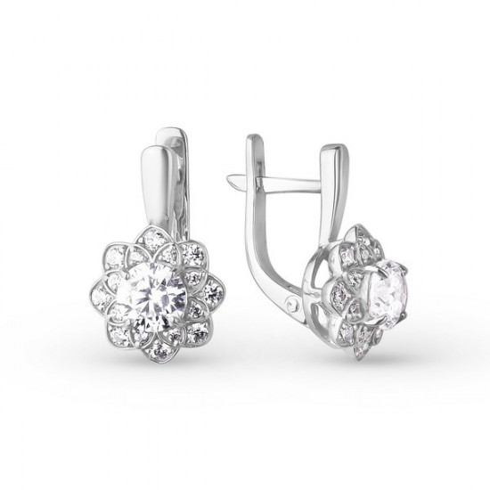 Серьги из серебра с фианитами