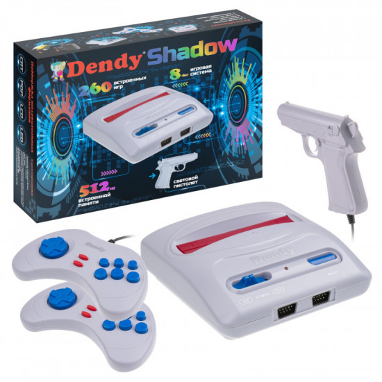 Игровая приставка Dendy  Shadow 260 + световой пистолет