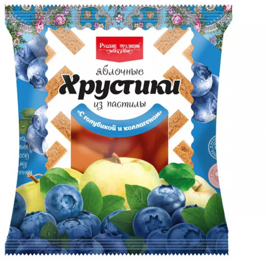 Хрустики яблочные из пастилы «Голубика с коллагеном»