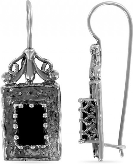 Серьги из серебра с ониксом