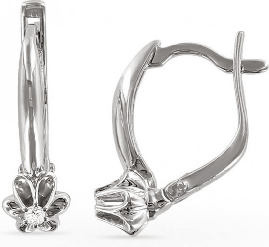 Серьги из серебра с бриллиантом