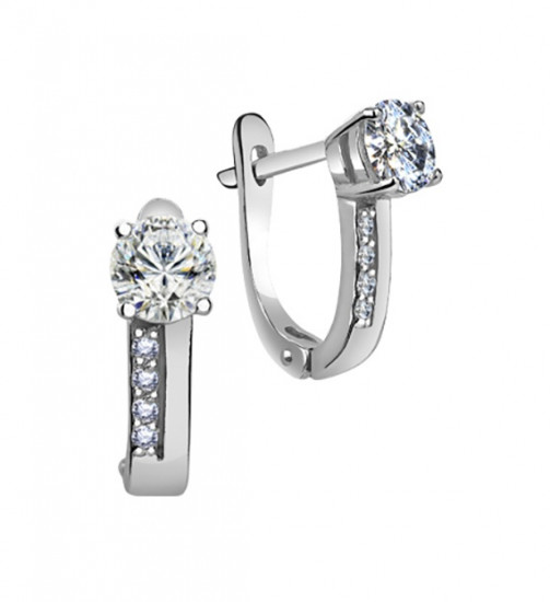 Серьги из серебра с фианитами