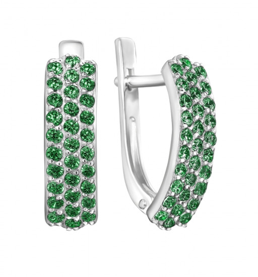 Серьги из серебра с фианитами