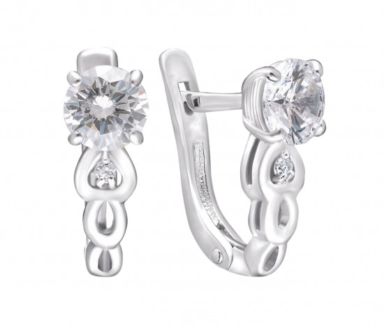 Серьги из серебра с фианитами