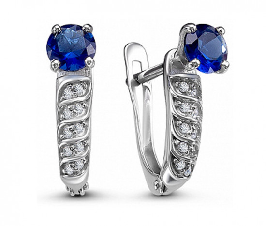 Серьги из серебра с фианитами