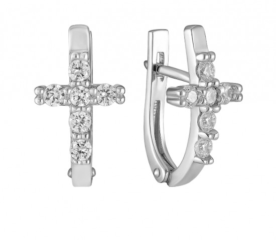 Серьги из серебра с фианитами