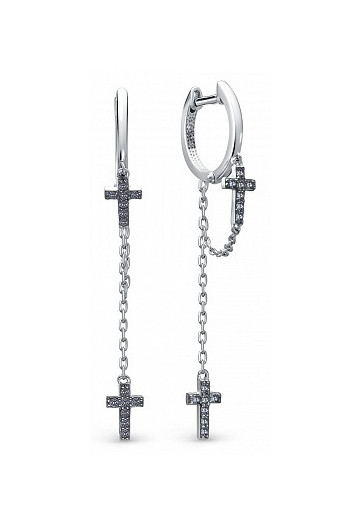Серьги из серебра с фианитами