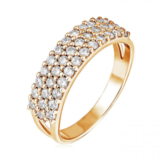 Кольцо из золочёного серебра с фианитами