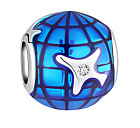 Шарм-бусина из серебра с цирконием и эмалью