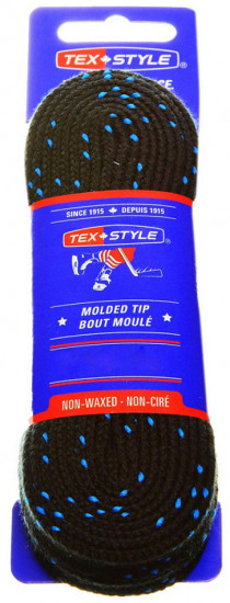 Шнурки для коньков «Texstyle double blue Line and molded tip»