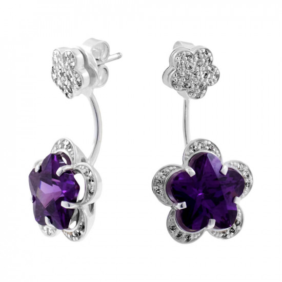 Серьги из серебра с фианитами