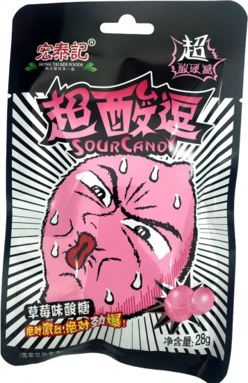 Супер кислый леденец со вкусом клубники
