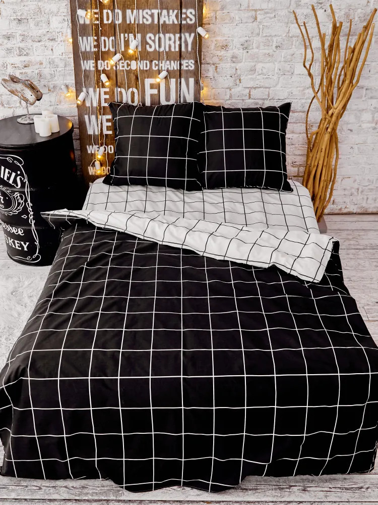 Комплект постельного белья «Grid paper black» | Grid paper | Crazy Getup